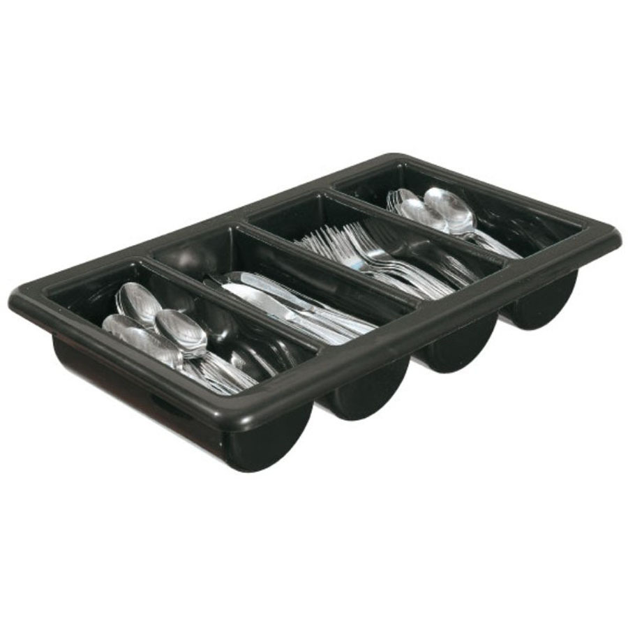 Polypropylene Cutlery Box 4 Compartments Black