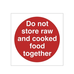 Mileta Do Not Store Raw and Cooked Food Together - Storage Label 100 x 100mm