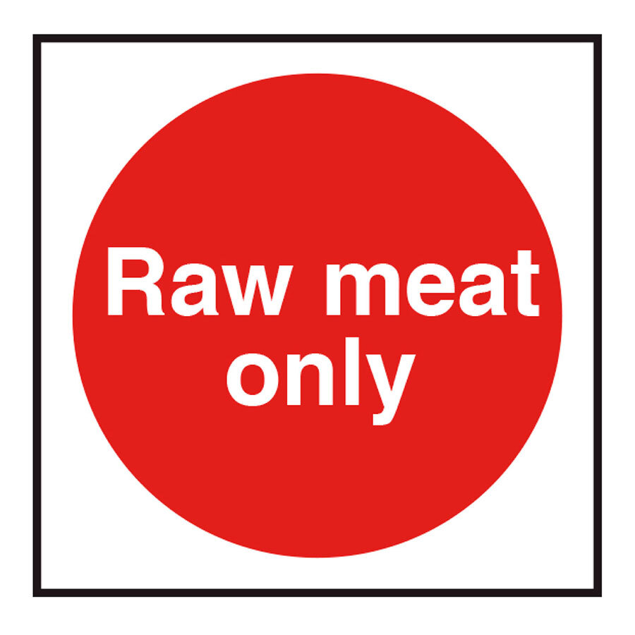Mileta Kitchen Food Safety Sign - Raw Meat Only Catering Vinyl Sticker
