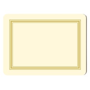 Cream Melamine Cork Backed Rectangular Placemat With Gold Trim 29.2x21.6cm