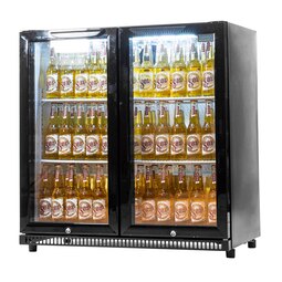 Arctica Bar & Display Bottle Cooler - 2 Hinged Doors - Black