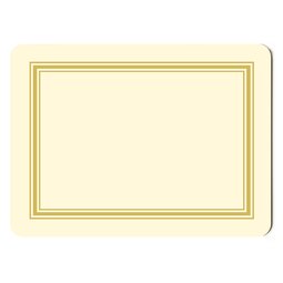 Cream Melamine Cork Backed Rectangular Placemat With Gold Trim 29.2x21.6cm