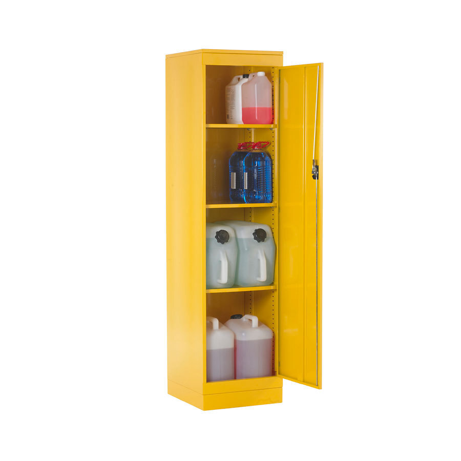 Tall Hazardous Storage Cupboard - 1 Door - 3 Shelves