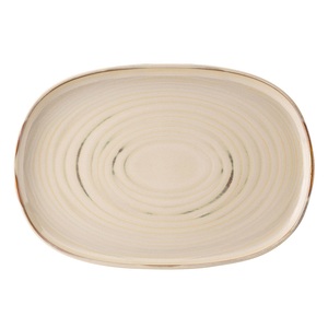 Utopia Santo Taupe Stoneware Cream Oval Platter 33cm 13 Inch