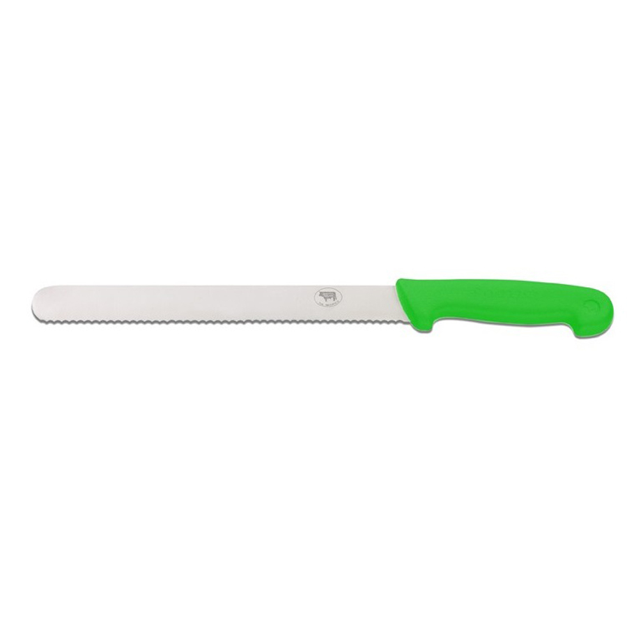 10 Inch Serrated Slicer Green Poly Handle