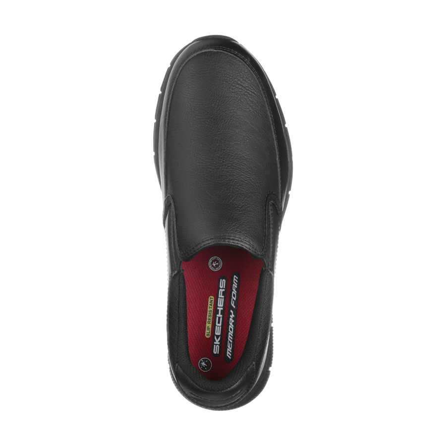 Skechers Nampa Groton Black Slip Resistant Mens Slip On Shoe