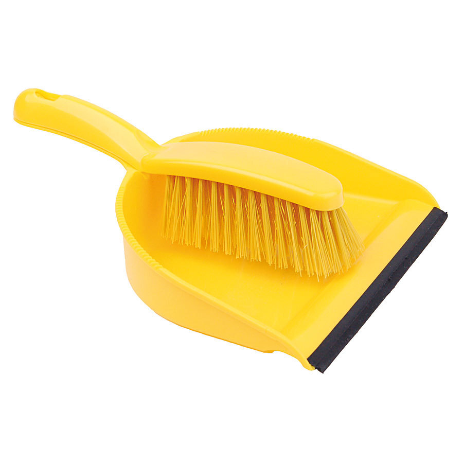 Robert Scott Professional Dustpan And Brush Set Stiff Brush Yellow