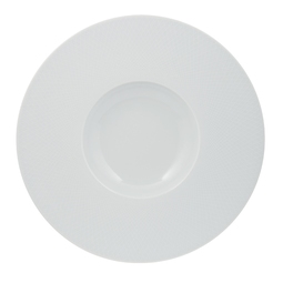 Guy Degrenne Graphique Porcelain White Round Wide Rim Shallow Bowl 30cm