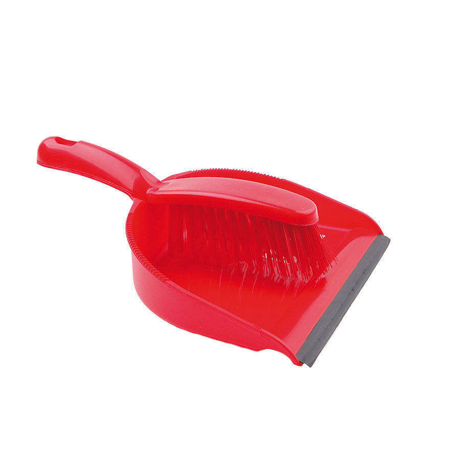 Dustpan And Brush Set Stiff Brush Red