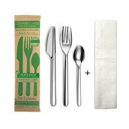 Reuse Leaves 3 Piece Cutlery Set In Pouch With a Napkin