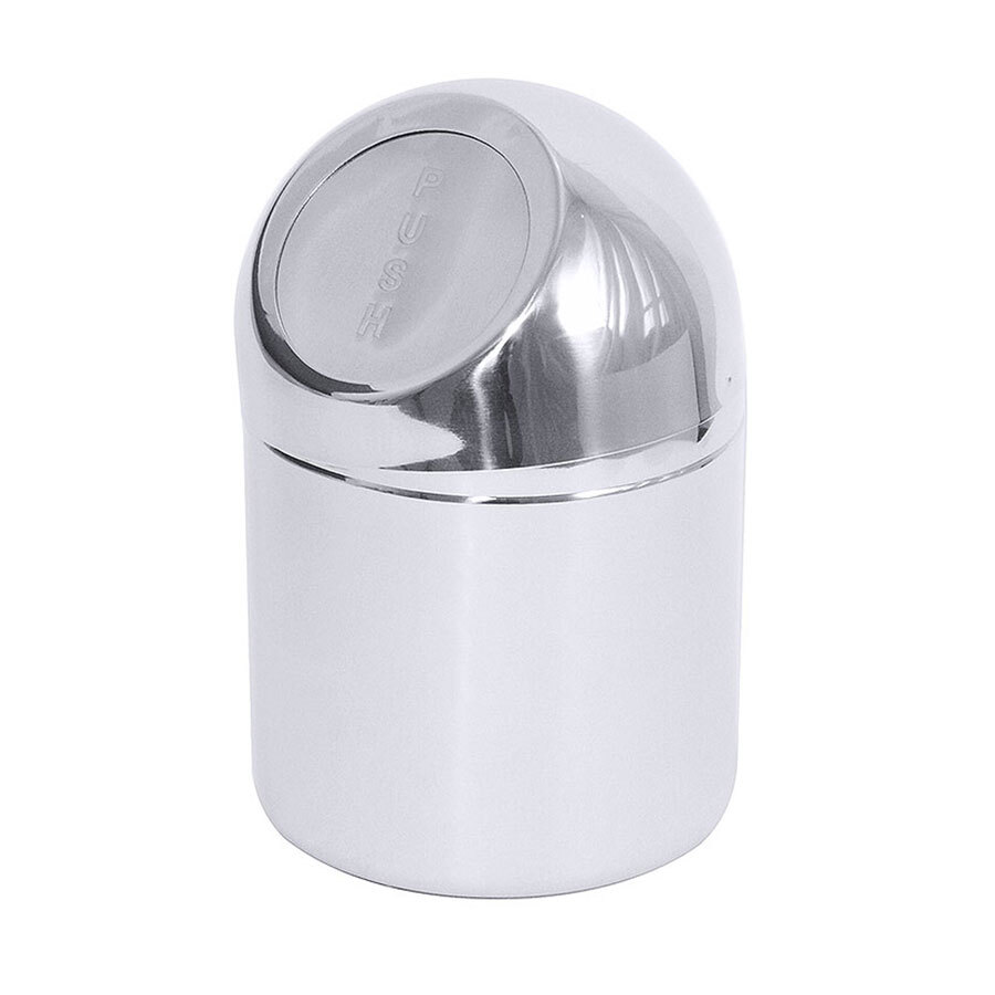 Contacto Table Top Waste Bin Mirror Polished Stainless Steel Spring Flap 1.2ltr
