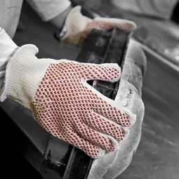 Polyco Hot Glove Heat Resistant White & Red Cotton Small Glove with Nitrile Grip Coating