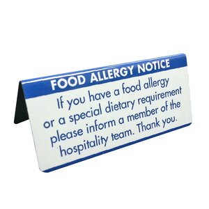 Mileta Buffet White Aluminimum Wipe Clean 10 x 4.5cm Allergen Tent Notice -  Food Allergy