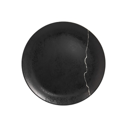 Rak Knitzoo Vitrified Porcelain Dark Grey Round Flat Coupe Plate With Silver Stitch 31cm