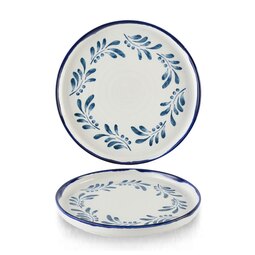 Dudson Harvest Mediterranean Vitrified Porcelain Blue Round Walled Plate 21cm