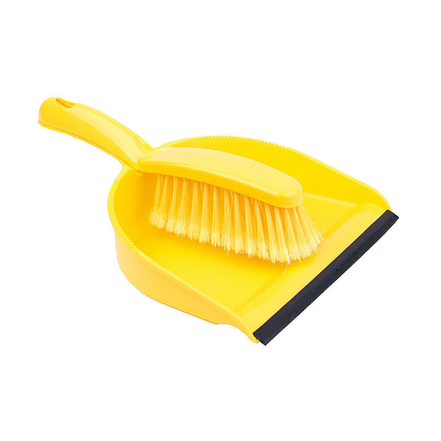 Dustpan And Brush Set Soft Brush Yellow