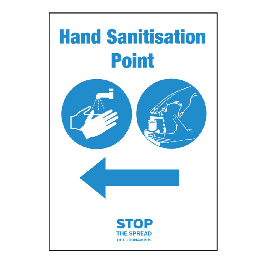 Hand Sanitation Point Station Arrow Left Sticker