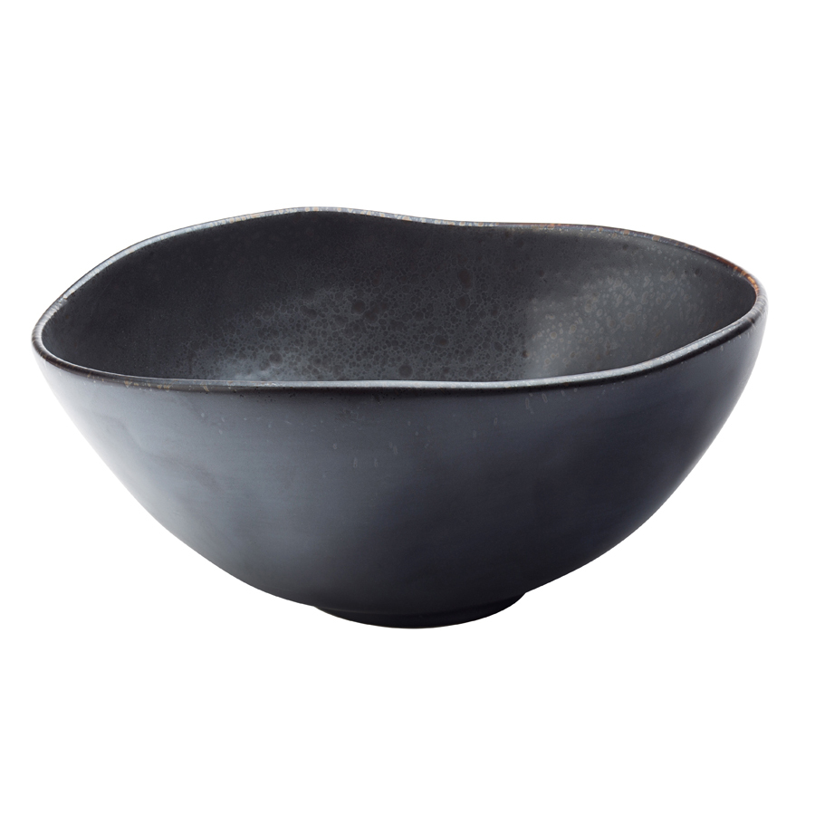 Utopia Nero Porcelain Black Organic Round Salad Bowl 23cm 9 Inch