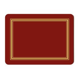 Red Melamine Cork Backed Rectangular Placemat With Gold Trim 29.2x21.6cm