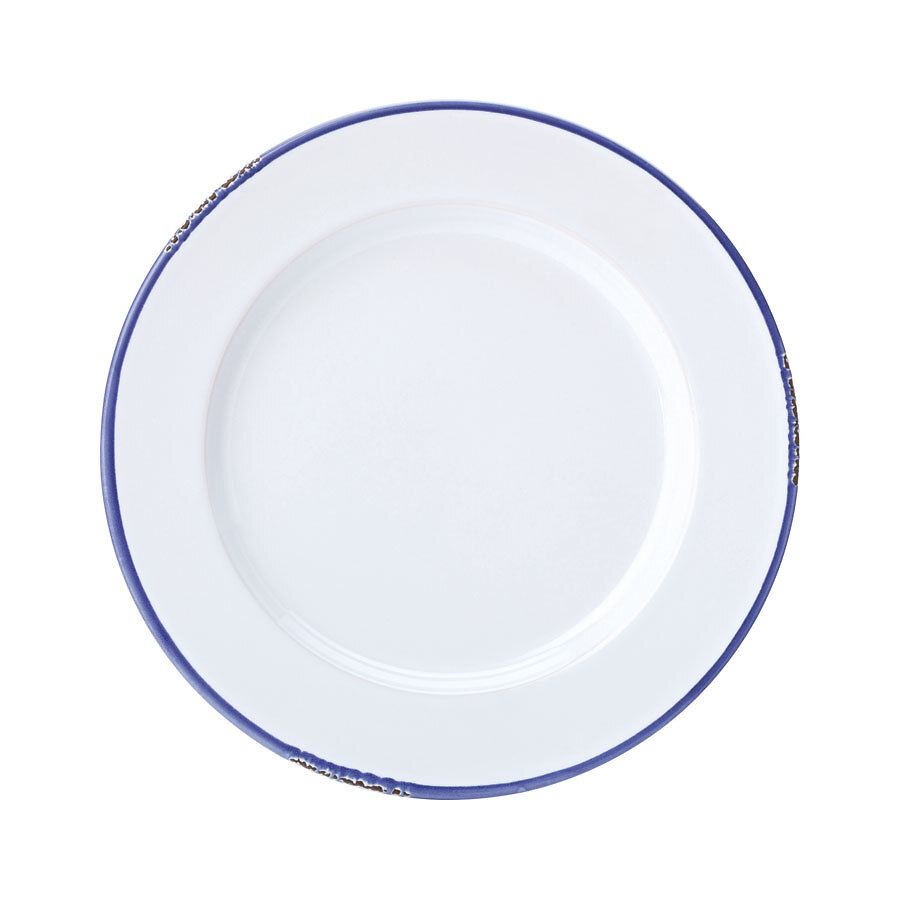 Utopia Avebury Blue Stoneware White Round Plate 25.5cm 10 Inch