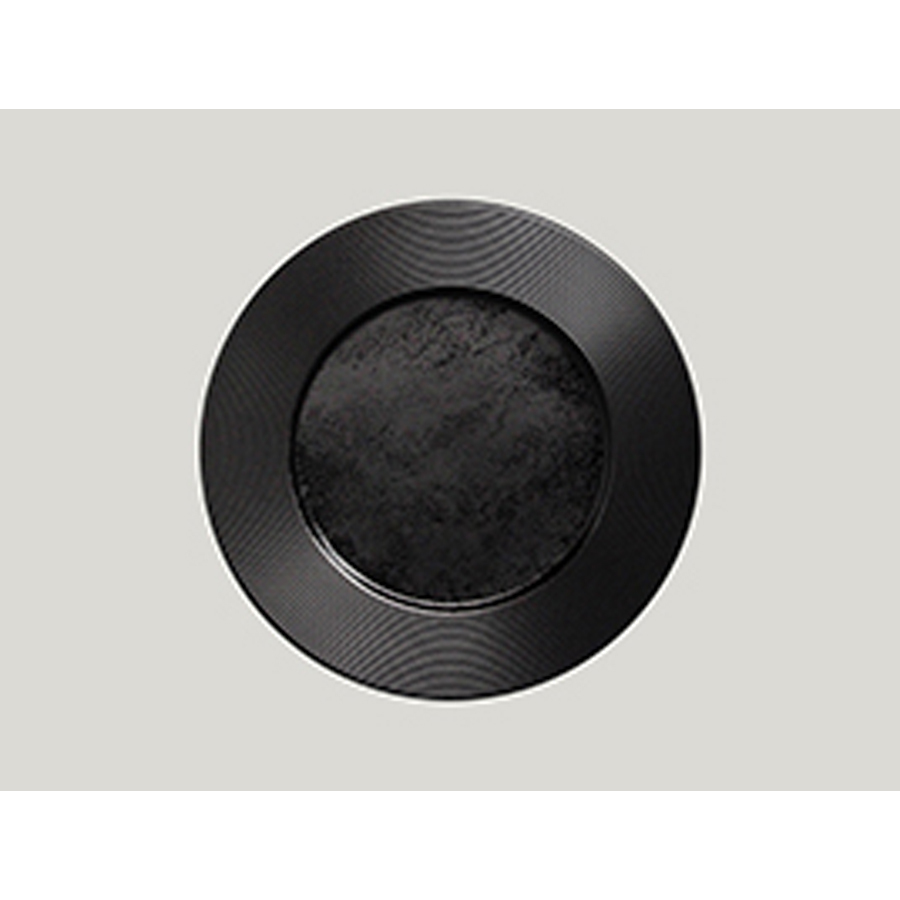 Rak Edge Vitrified Porcelain Black Round Flat Plate 31cm