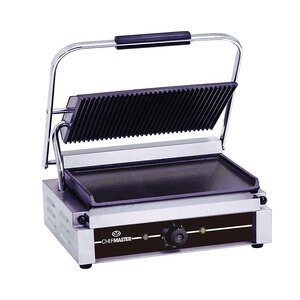 Chefmaster Contact Grill - Large Single - Ribbed top plate / Flat bottom plate