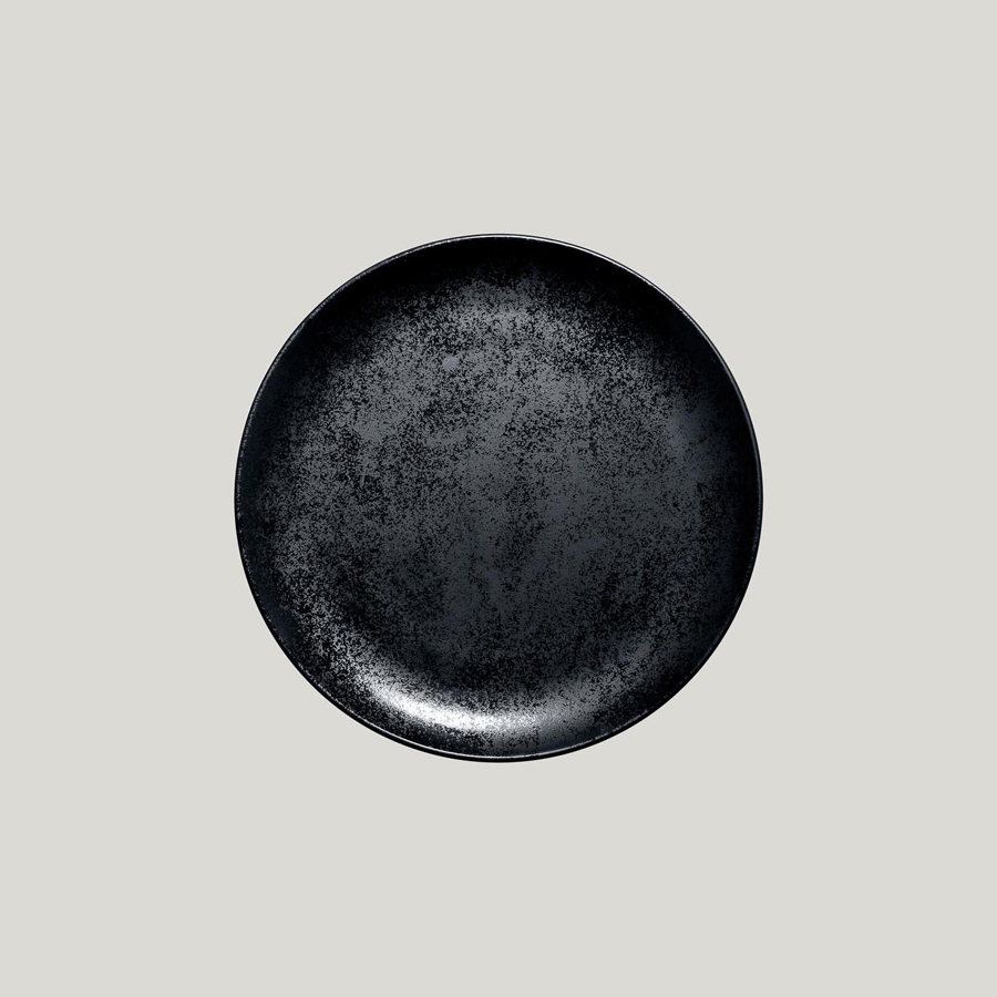 Rak Karbon Vitrified Porcelain Black Round Flat Coupe Plate 24cm