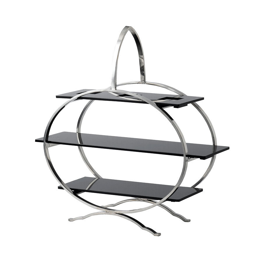 WNK Stainless Steel 3 Tier Cake Stand With Acrylic Inserts 40x34x14cm