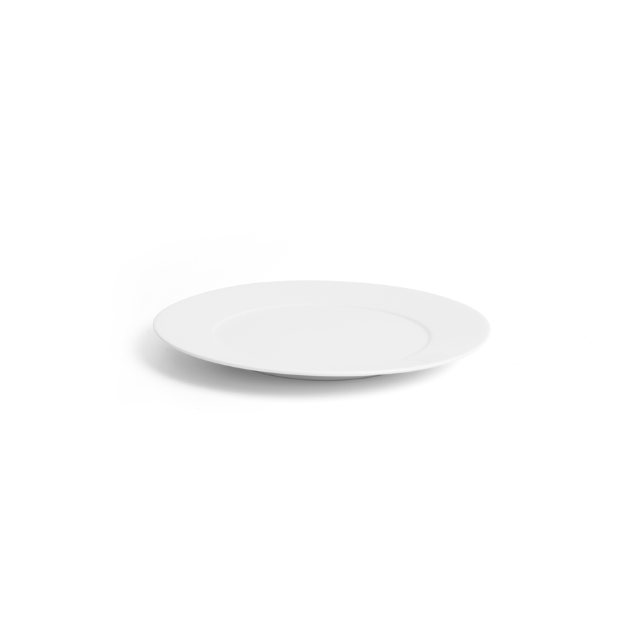 Crème Esprit Vitrified Porcelain White Round Wide Rim Fine Plate 25cm