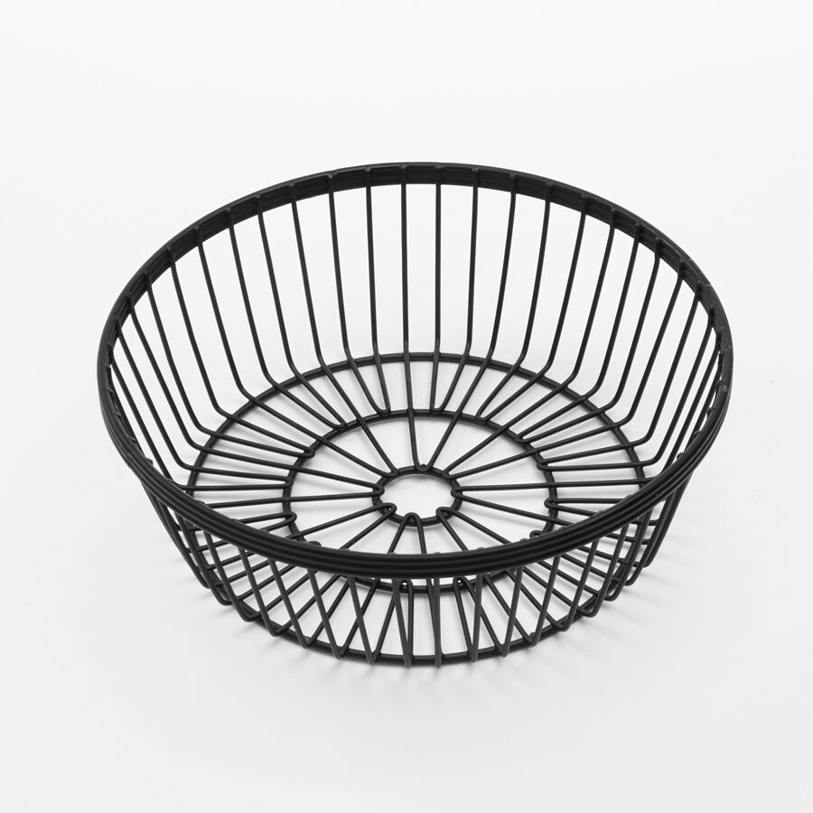 Round Wire Basket Black 8x2-3/4 Inch