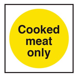 Mileta Kitchen Food Safety Sign - Cooked Meat Only Catering Vinyl Sticker