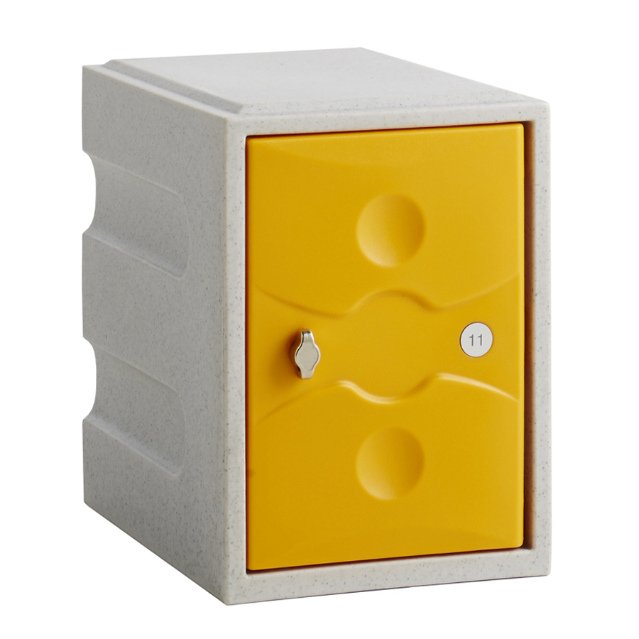 1 Door Plastic Locker Grey with Yellow Door