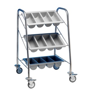 Cutlery Trolley - 3 Containers - Black Frame