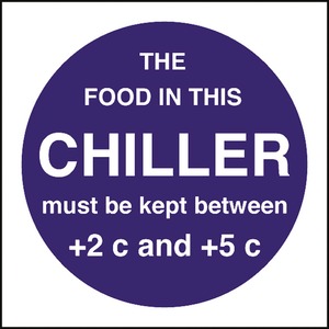 Mileta Kitchen Food Safety Sign Self Adhesive Vinyl 100 x 100mm - Food Temperature - Chiller