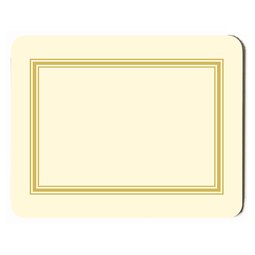 Cream Melamine Cork Backed Rectangular Placemat With Gold Trim 24.9x19.1cm