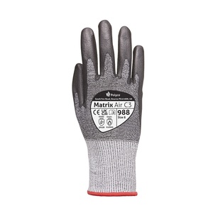 Polyco Matrix Polyurethane Grey And Black Air C3 Cut Resistant Glove