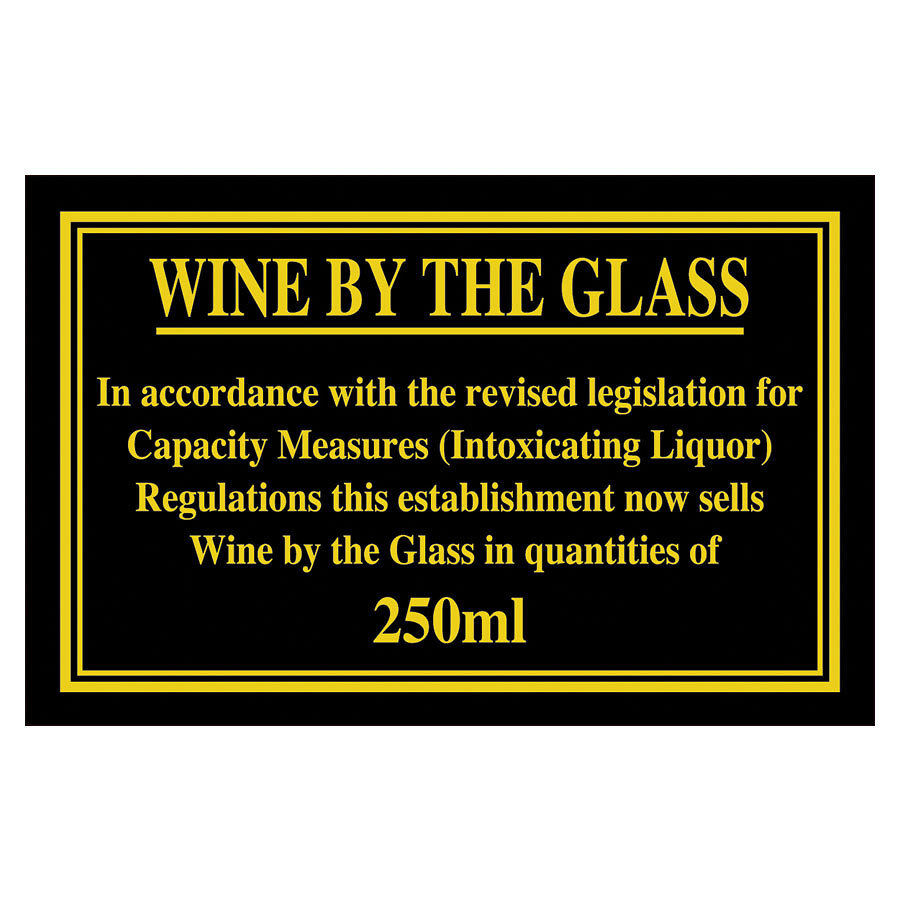 Mileta Black Gloss 17 x 11cm Rectangle Sign - Wine By The Glass 250ml
