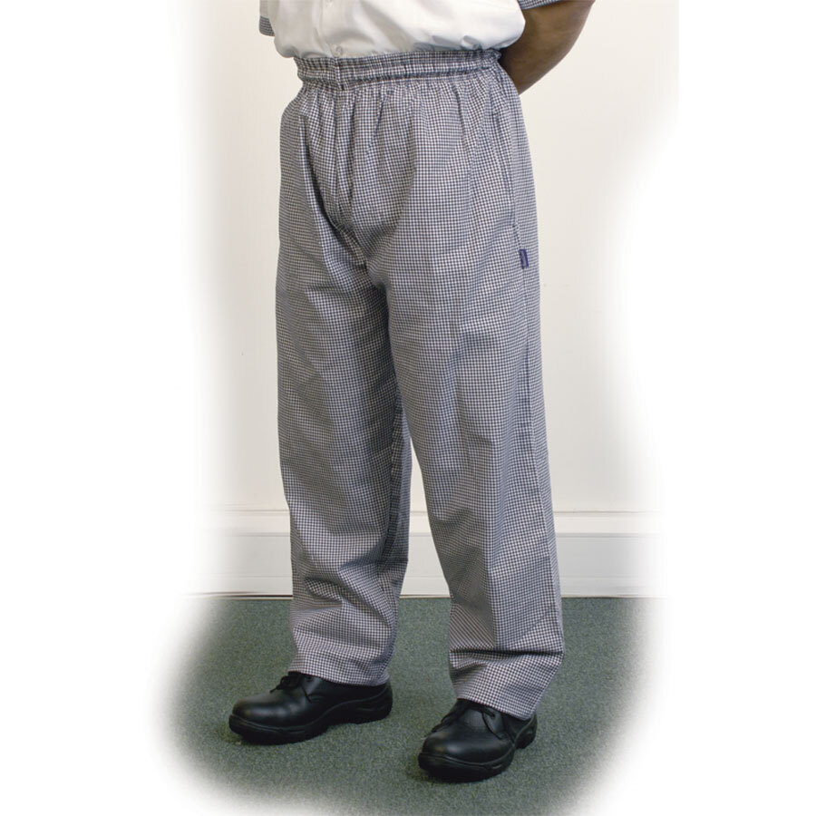Small Black Check Baggy Chefs Trousers