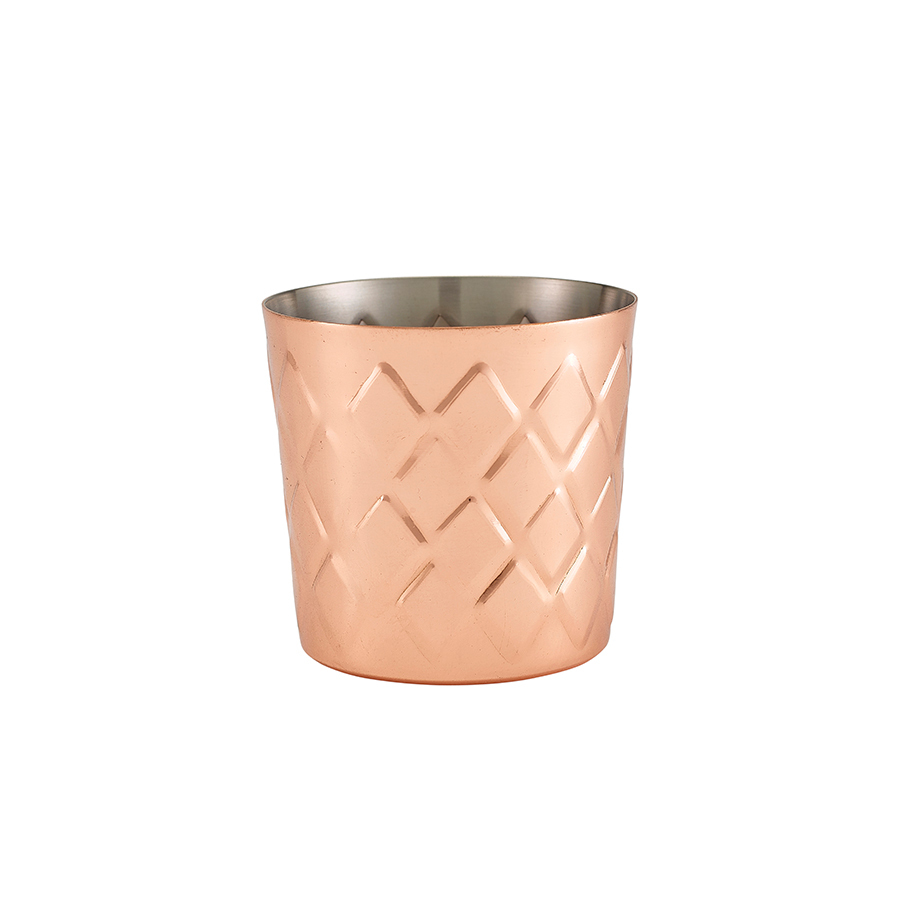 Diamond Pattern Copper Plated Serv. Cup 8.5 x 8.5cm