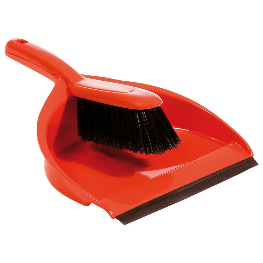 Dustpan And Brush Set Soft Brush Red