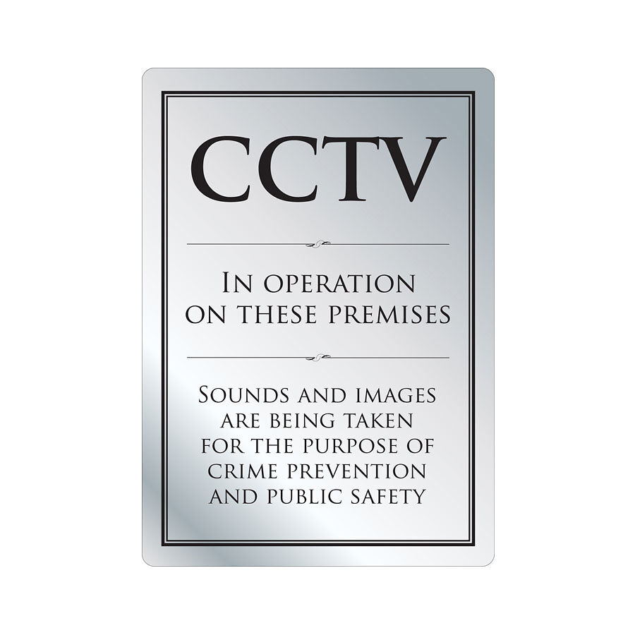 CCTV Warning Sign Silver