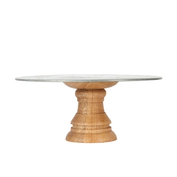 KitchenCraft Industrial Kitchen Galvinised Steel & Mango Wood Footed Cake Stand 21.5x9.8cm