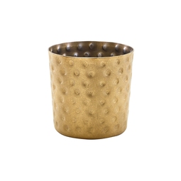 Genware Round Gold Vintage Stainless Steel Hammered Serving Cup 8.5x8.5cm 42cl/14.8oz