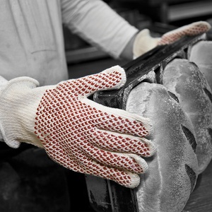 Polyco Hot Glove Heat Resistant White & Red Cotton Small Glove with Nitrile Grip Coating