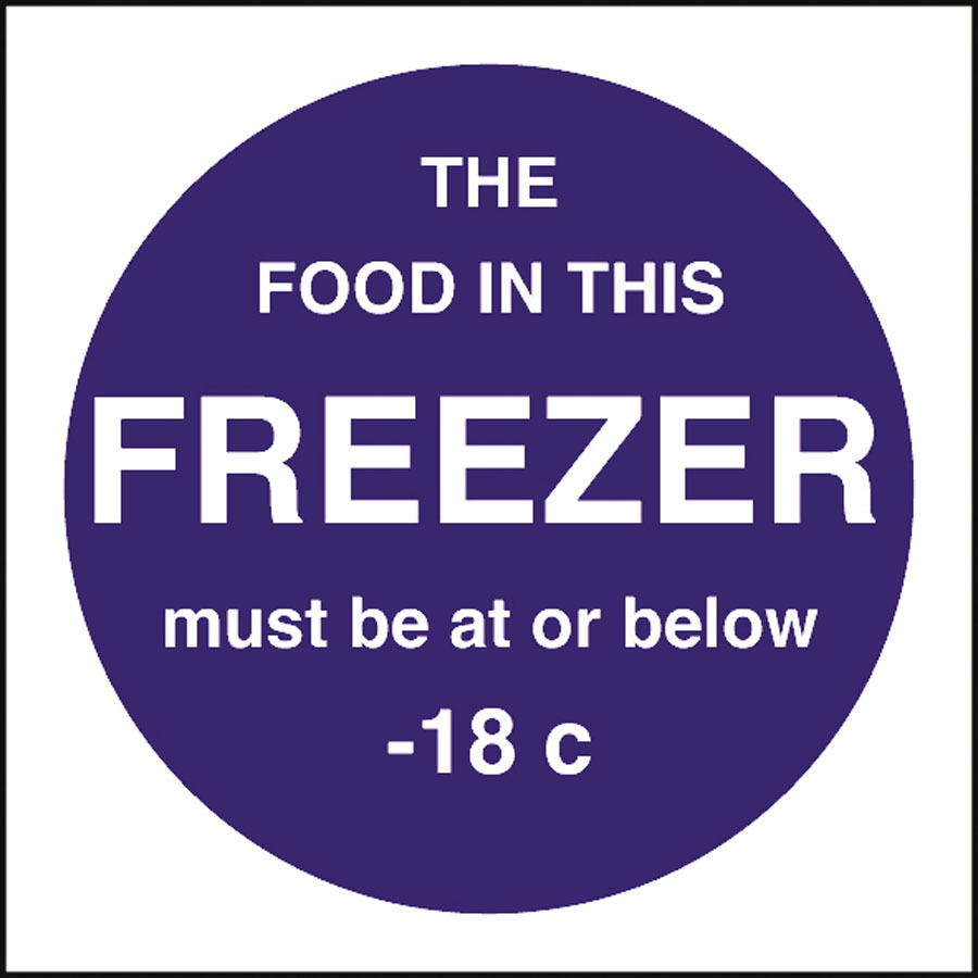 Mileta Kitchen Food Safety Sign Self Adhesive Vinyl 100 x 100mm - Food Temperature - Freezer