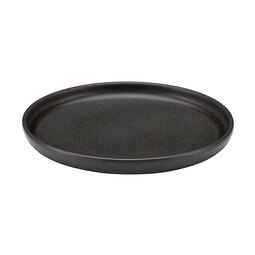 Playground Elements Stoneware Black Round Flat Plate 22cm