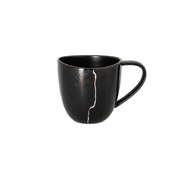 Rak Knitzoo Vitrified Porcelain Dark Grey Espresso Cup With Silver Stitch 9cl