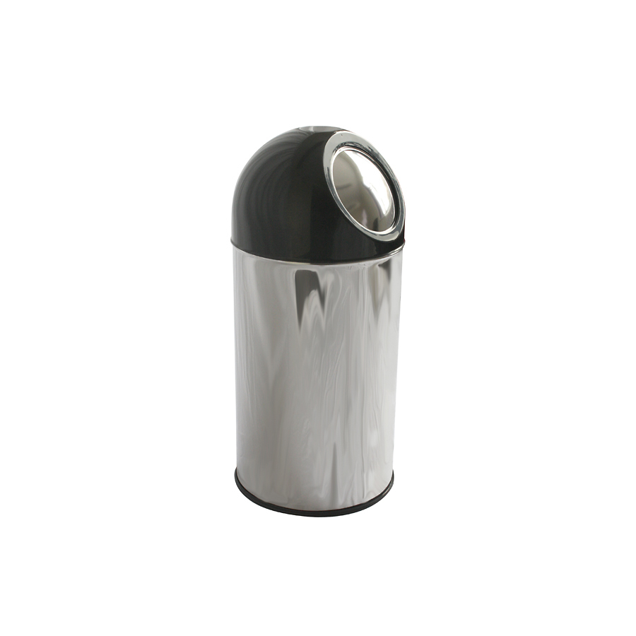 Push Bin 55 ltr s/s with Black Dome
